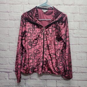 Mirror Image Velour Zip Up Jacket Womens L Metallic Athletic Streetwear Retro